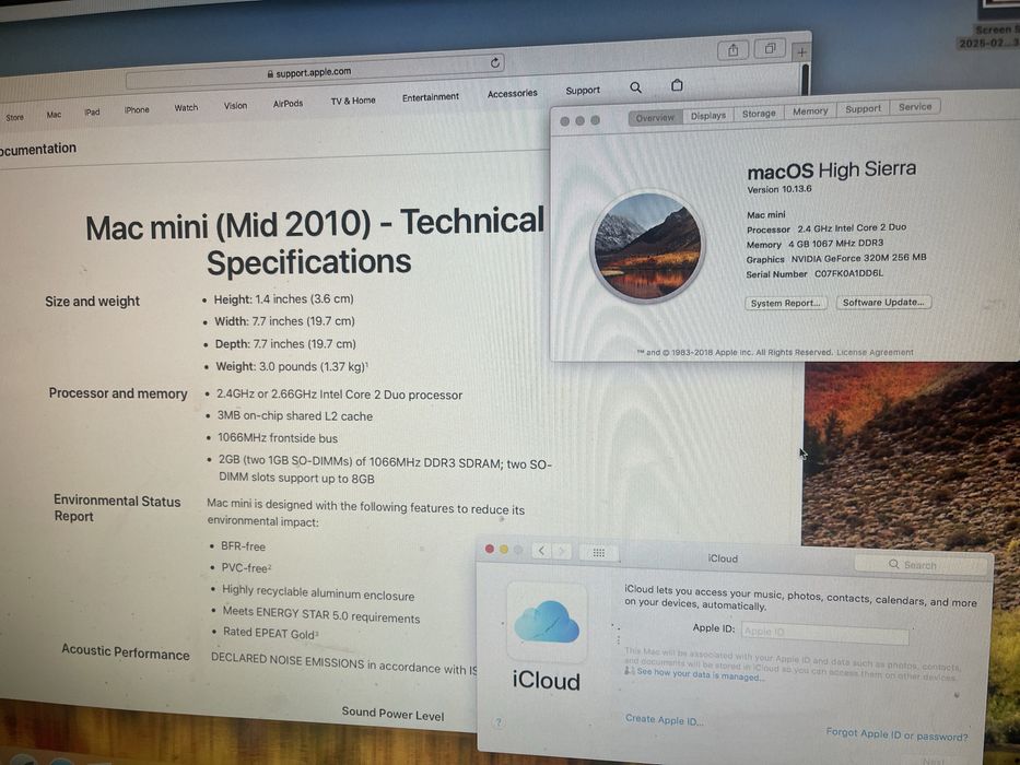 Mac mini 2,4Core 8GB 320HDD 2010 A1347