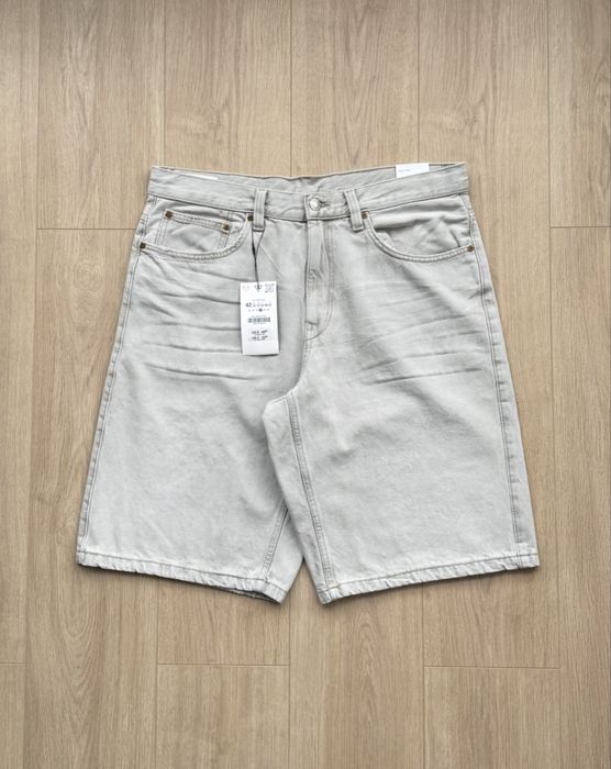 Чоловічі Джинсові Шорти ZARA Baggy Fit Чоловічі Оригінал Нові Чорні Джинсові Широкие Джинсы Шорты Shorts Зара