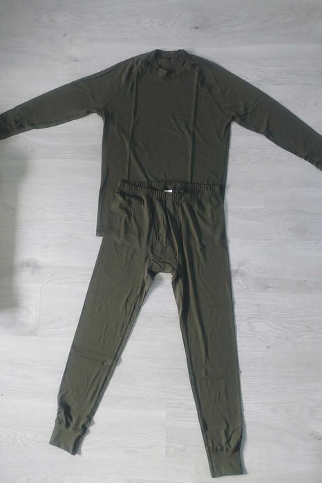 L bielizna letnia długa męska khaki oliwkowa wojskowa komplet bluza spodnie