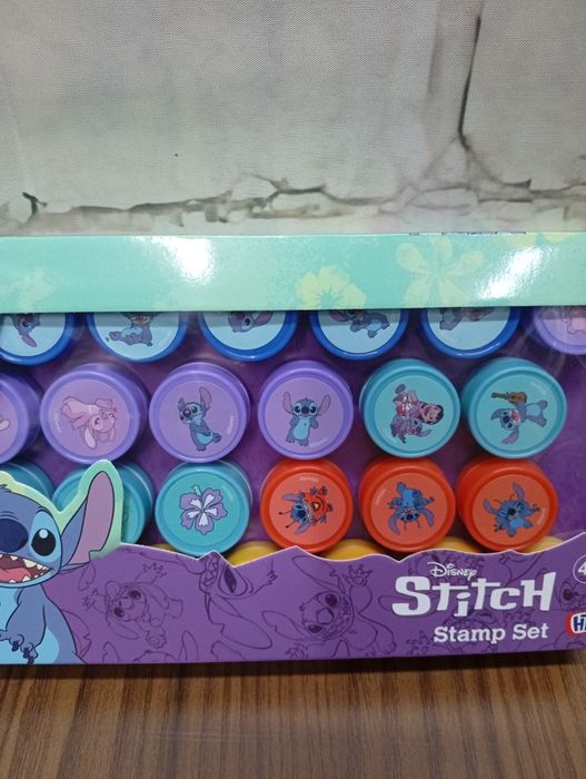 Zestaw stempli pieczątki dla dzieci Stitch 26 sztuk + kolorowanki