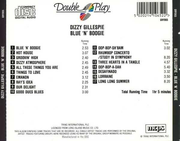 Dizzy Gillespie - CD - Blue 'n' boogie