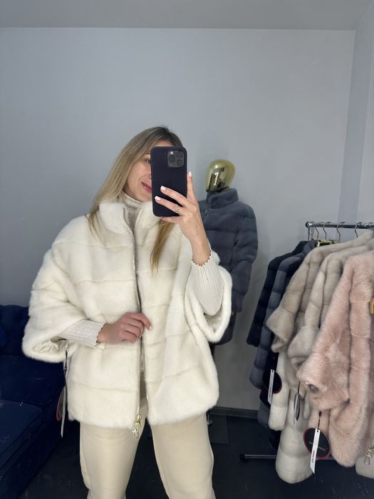 Біла норкова кофта, білосніжна норкова шубка