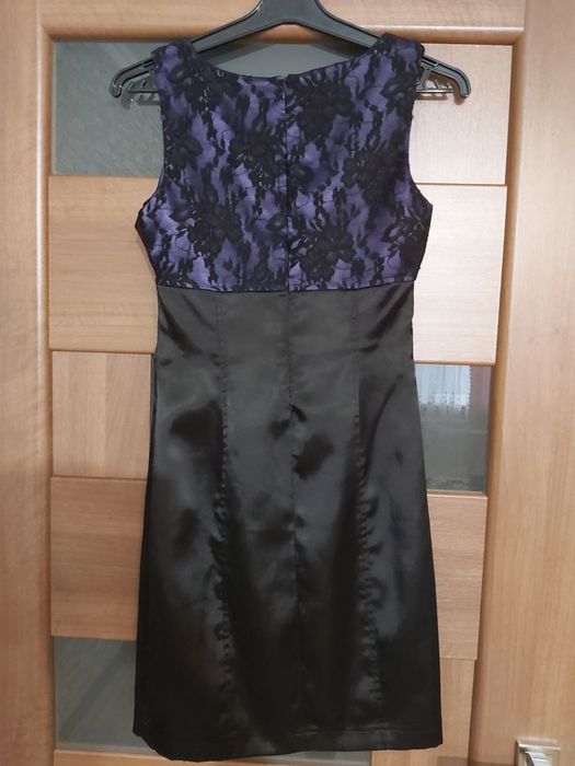 Плаття чорне атласне з мереживом