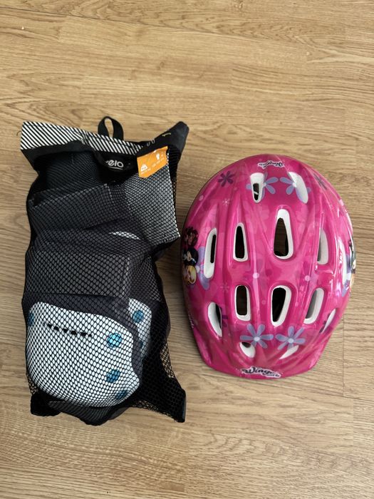 Proteções para patins/trotinetes/skate para crianças e capacete.