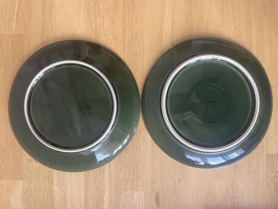 2 talerze obiadowe oliwkowe porcelit Pruszków PRL vintage