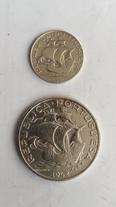 Moedas prata caravelas 1937 e 1942