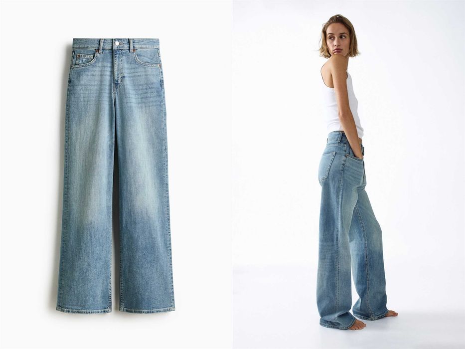 Spodnie dżinsowe 38 nowa kolekcja Wide High Waist Jeans niebieski PROMOCJA