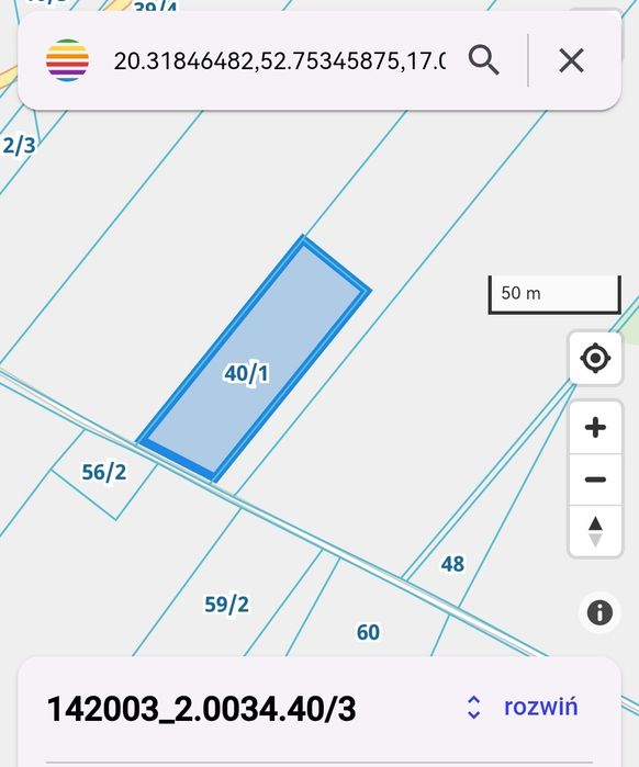 Działka rolna 2900 m² z warunkami zabudowy