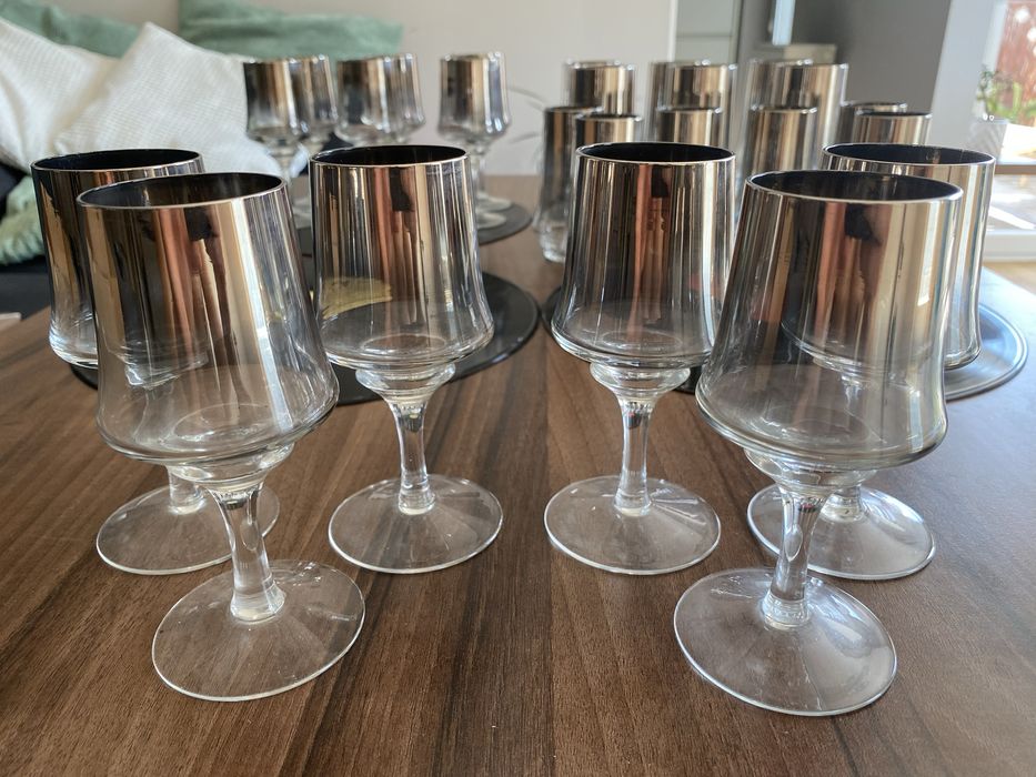 Zestaw szkło dymione PRL