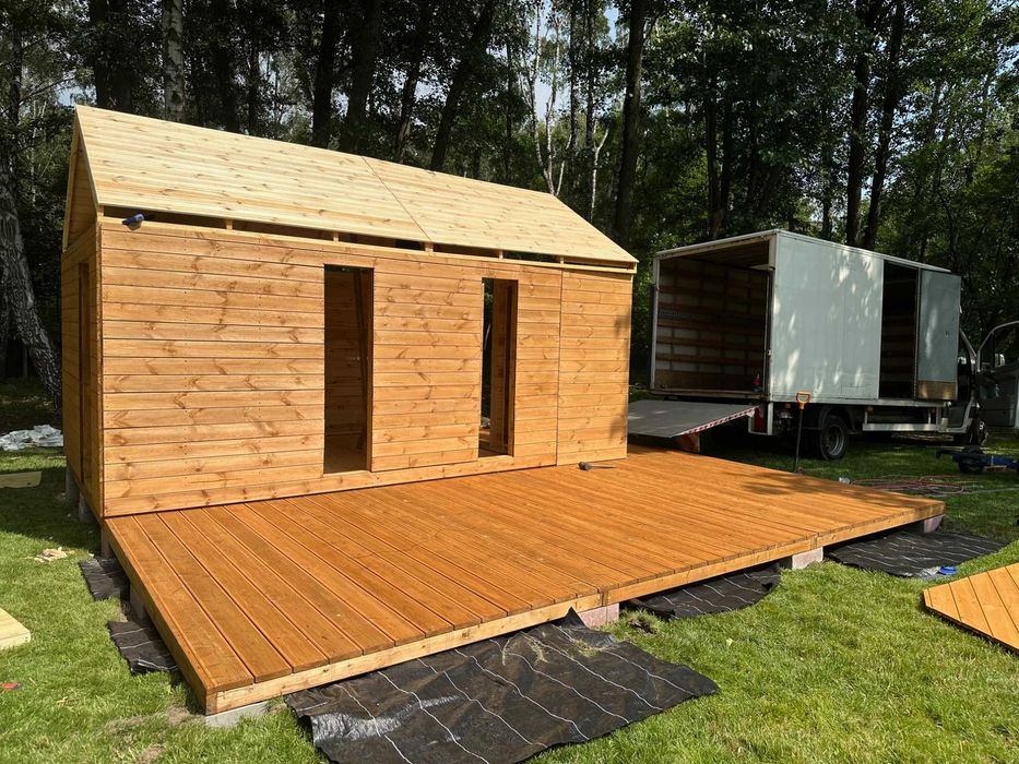 PROMOCJA -10% | • • • • Domek narzędziowy • • • • D25 II 3x4 m z tarasem DREWNOTRIK