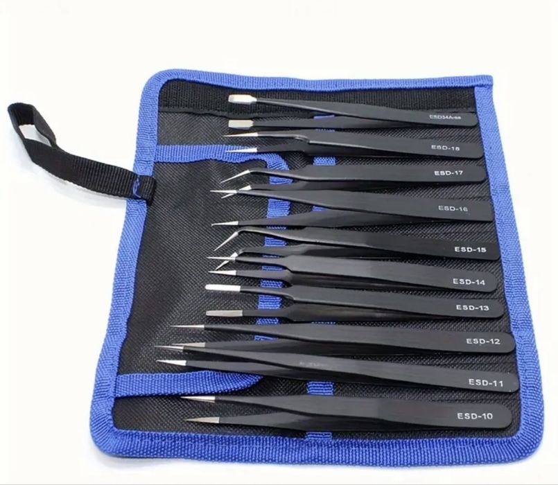 Kit 10 Pinças de Precisao Anti-estaticas (ESD) - Professional