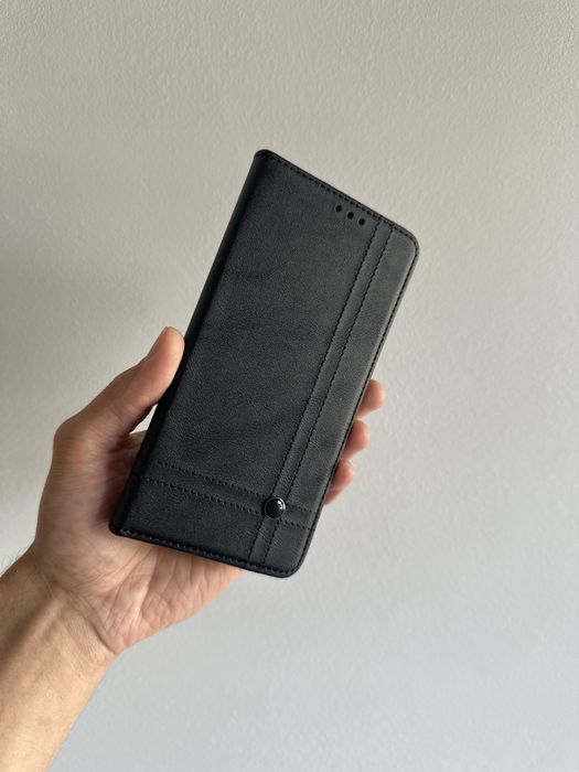 Etui z klapką skórzane + SZKŁO do XIAOMI REDMI NOTE 14 PRO 4G / 5G