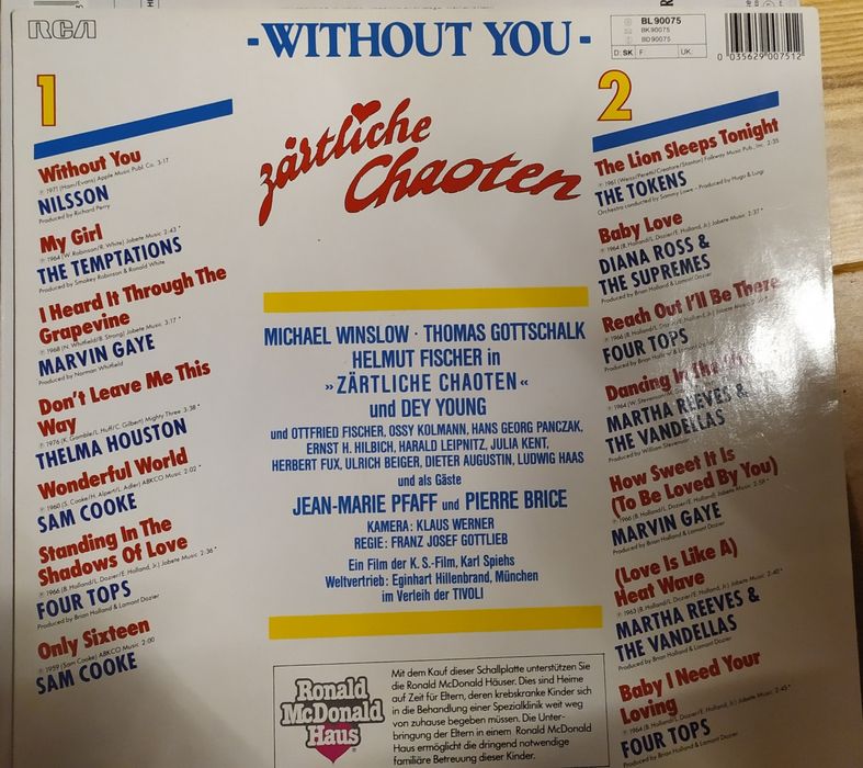 Without you mit den orginal super hits zartliche chaoten LP winyl viny