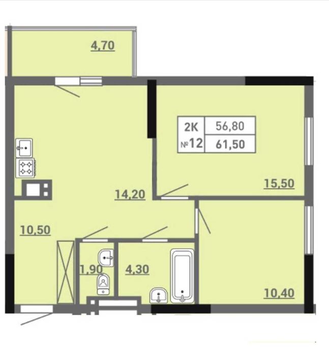 Акварель 3. Пишоновская. Видовая квартира. Кухня гостиная и 2 комнаты.