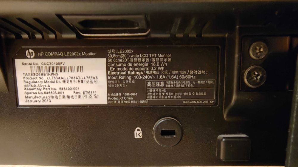 Monitor HP 20" LE2002x