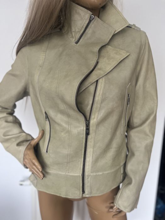 Kurtka skórzana damska goosecraft biker XL beż