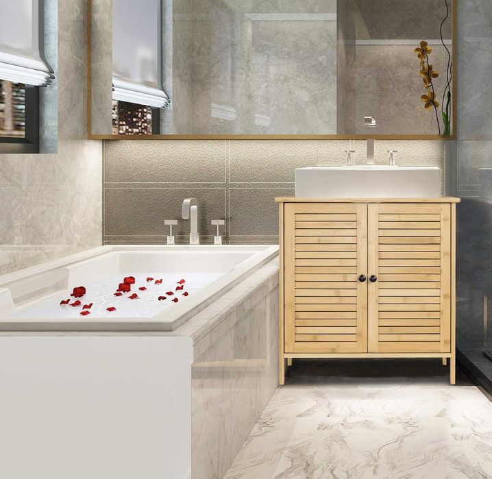 Nowa szafka łazienkowa / bambusowa /półka / komoda pod umywalkę !K285!