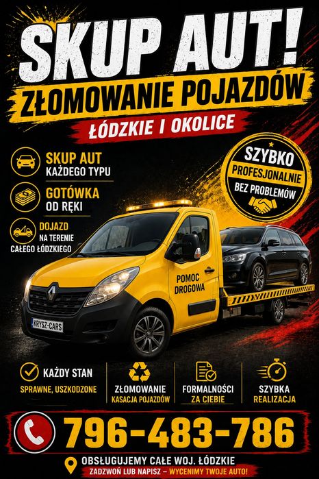 AutoSkup  w każdym stanie! Złomowanie Pojazdów  24/7 Odbiór Laweta