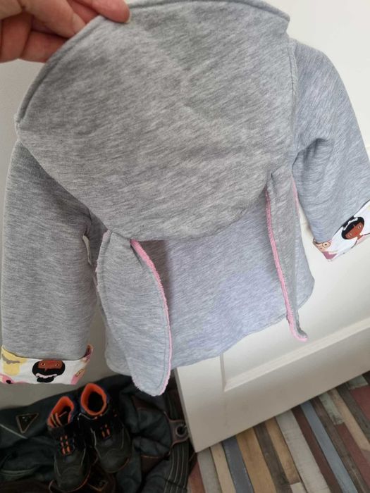 Bluza/kurteczka handmade z kapturem z uszami królika r 98/104