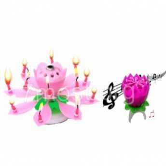 Свеча лотос Bonita цветок музыкальный  фейерверк розовый
