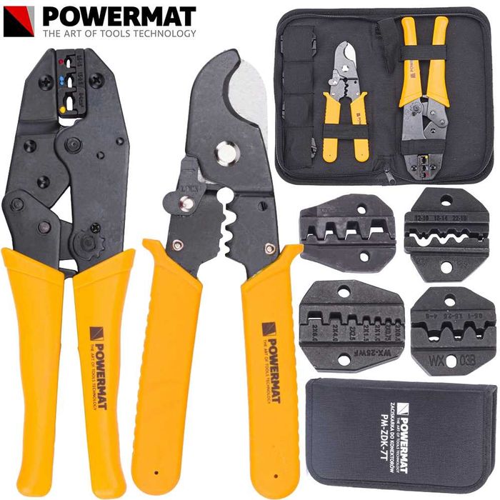 POWERMAT Zaciskarka Praska Tulejek Końcówek 5 Matryc 10-35mm PM1077