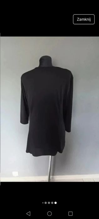 Bluzka czarna oversize asemetryczna dekold w serek V lata 80