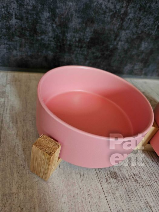 Miski ceramiczne dla psa kota zestaw 2 sztuki x 400 ml różowe
