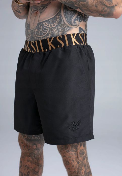 SIKSILK Szorty kąpielówki krótkie spodenki czarne SS-25006 do pływania L