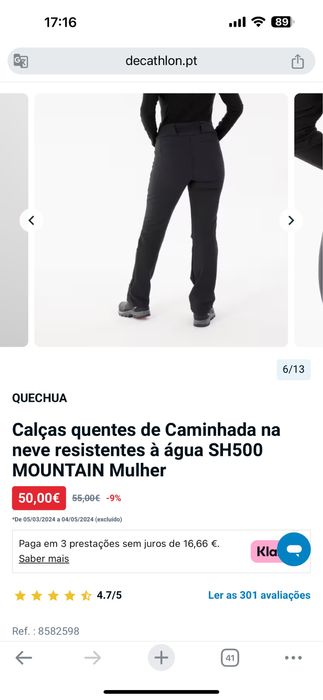 Calças quentes de Caminhada na neve Mulher Decathlon tam S