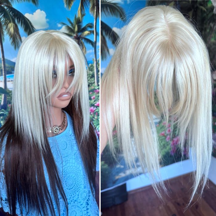 Натуральная накладка кожа шёлк славянка детские волосы платина блонд