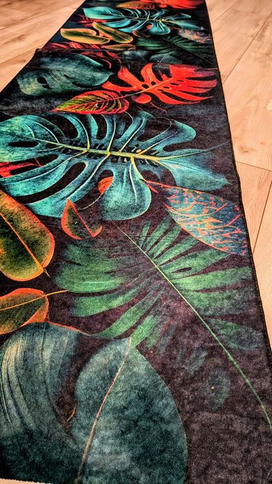 Chodnik Nowy Dywan liście  antypoślizgowe 80x300cm