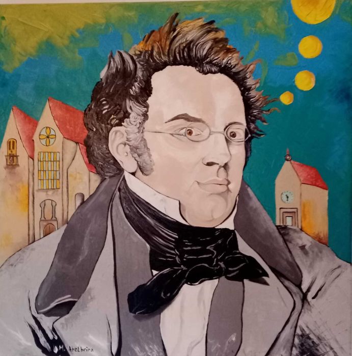 Franz Schubert-Compositor  pintura a óleo-tecnica mista com 80x80cm