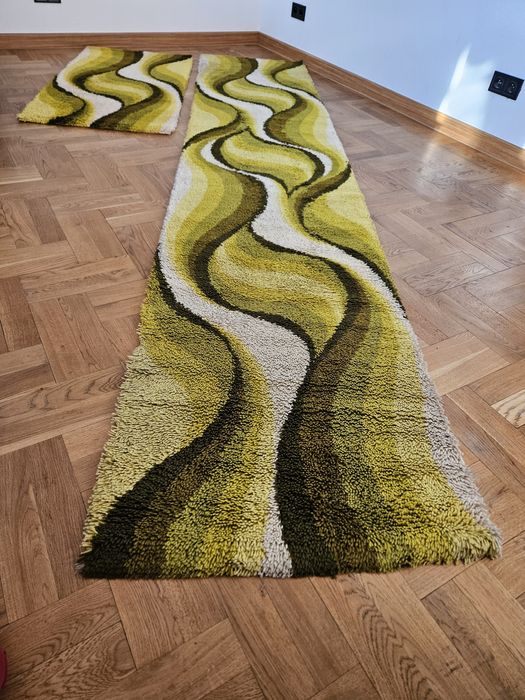 Zestaw dywan desso chodnik włochacz shaggy retro vintage space age