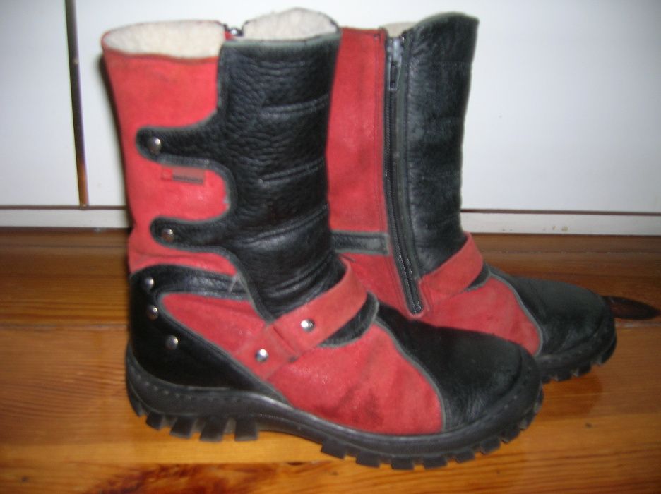Kozaki,buty zimowe dziewczęce- roz-34 ze skóry