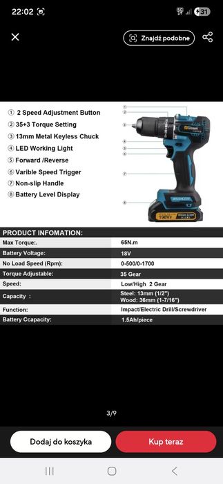 Wkrętarka Gisam 18v Makita