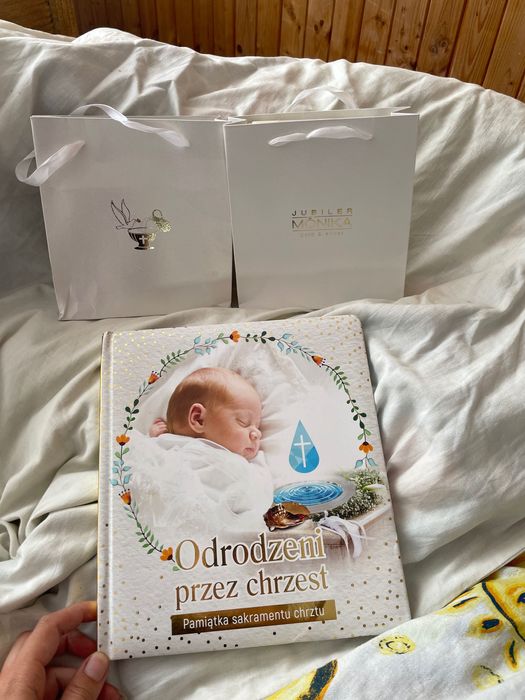 Pamiątka chrztu świętego obrazek książka srebro srebrna