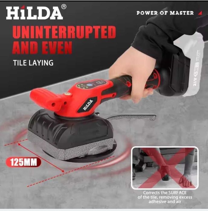 Акумуляторна Віброприсоска для плитки + 2 акумулятори 2x21В