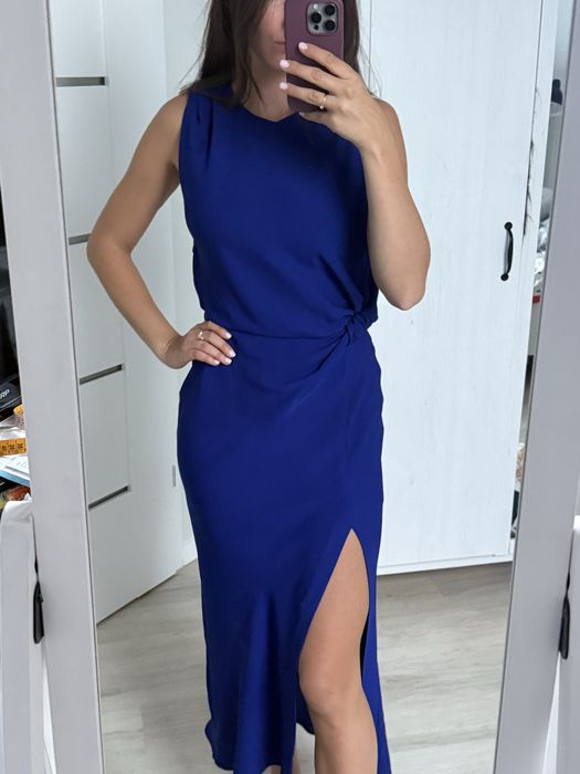 Sukienka midi zara kobaltowa