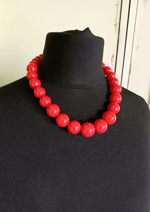 Naszyjnik - Czerwone korale- Kolczyki