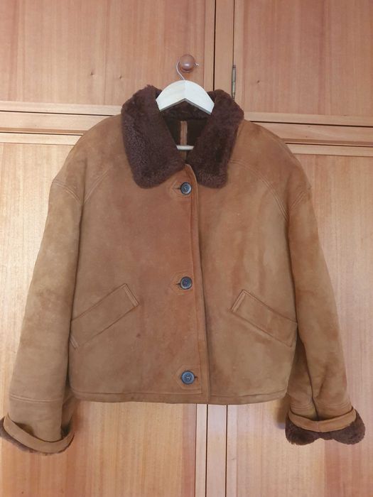 Casaco de pele natural, anos '90 | mulher | camel/castanho