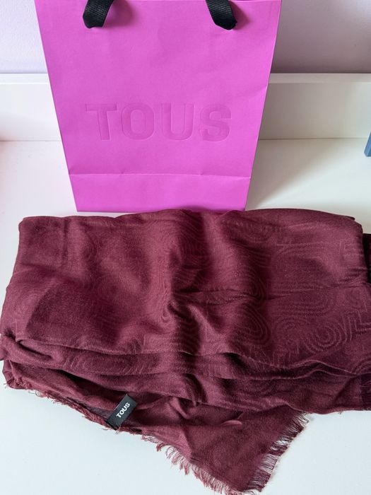 Burgundowy szal apaszka Tous Silhouette Jacquard