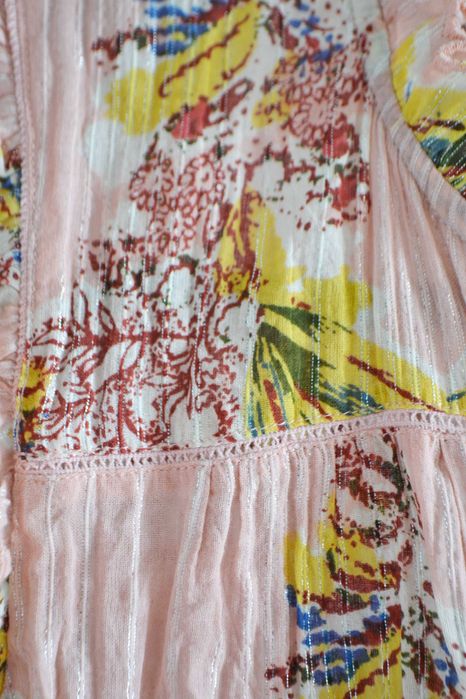 Koszulka bluzka morelowa boho w kwiaty Lost Stock M