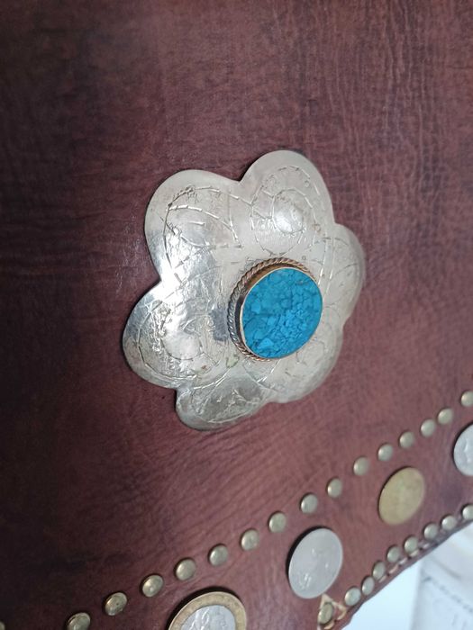 Красива сумка у стилі бохо, Марокко, натуральна шкіра, монети.