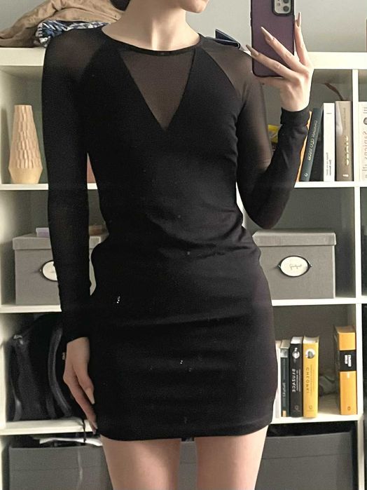 Sukienka Medicine– r. XS (rozciągliwa), czarna, transparentne wstawki