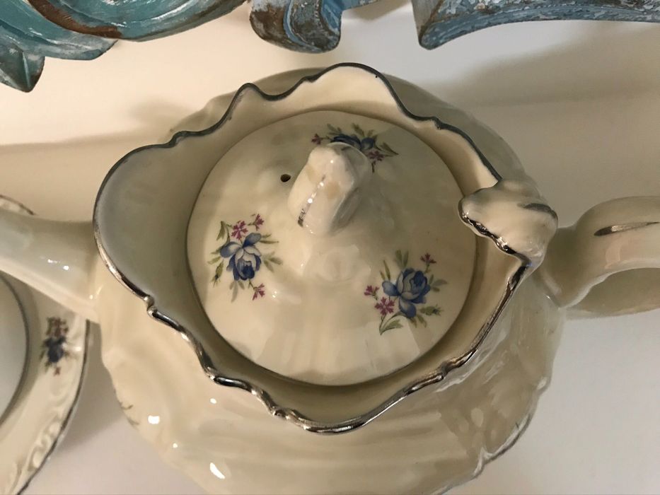 Elegante Servico Vista Alegre De Chá pé recortado raríssimo - completo