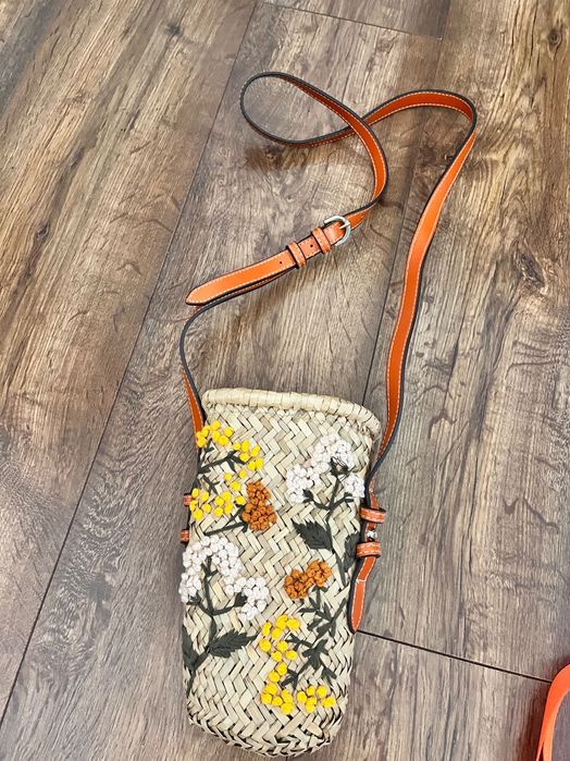 Мини-сумка через плечо из рафии ZARA,