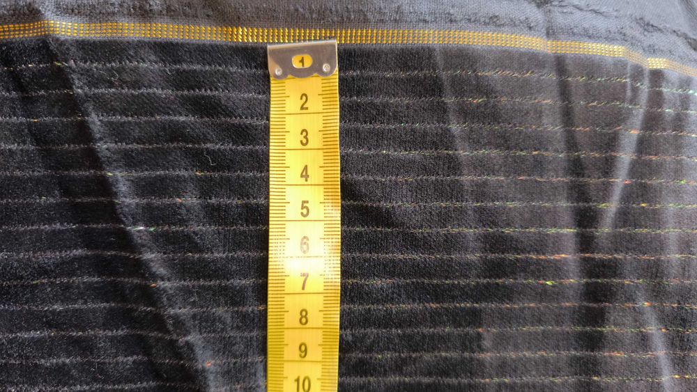 Велюр Оксамит Чорний Смужка Люрекс Відріз 6м 6 м Тканина Бавовна