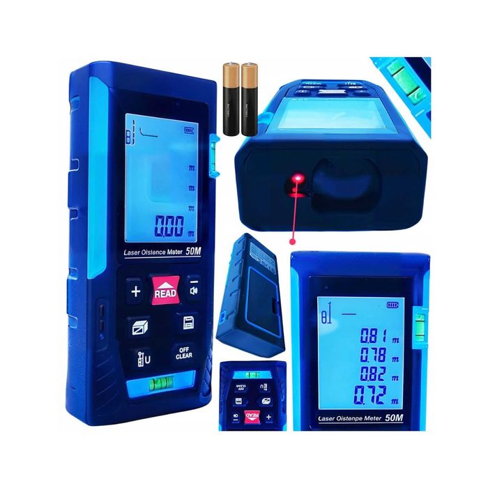 Dalmierz laserowy miernik cyfrowy odległości 50m kątomierz poziomica