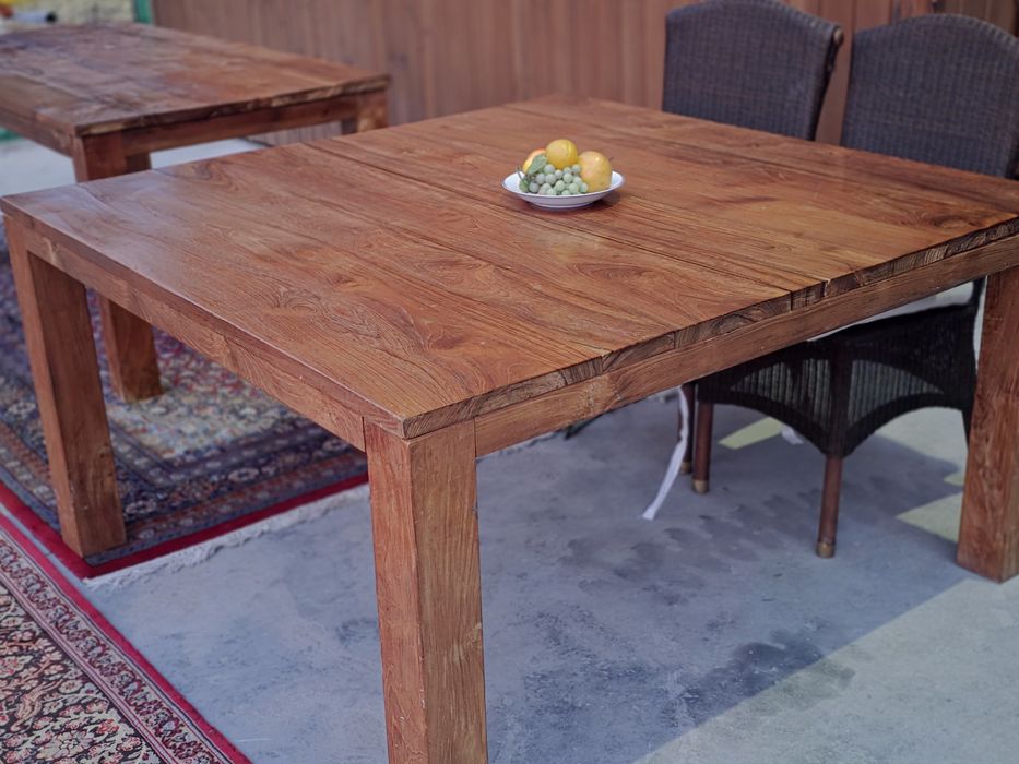 Kolonialny stół kwadratowy 140 cm tekowy #1675 Stylowy Węgrów