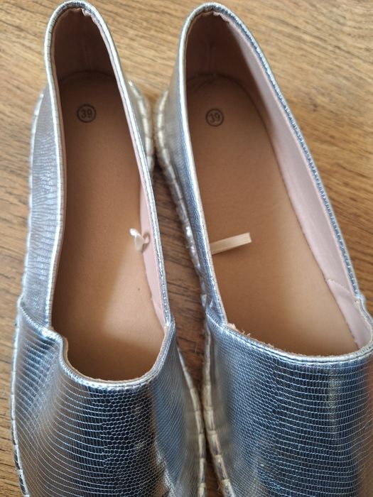 Buty espadryle srebrne 39